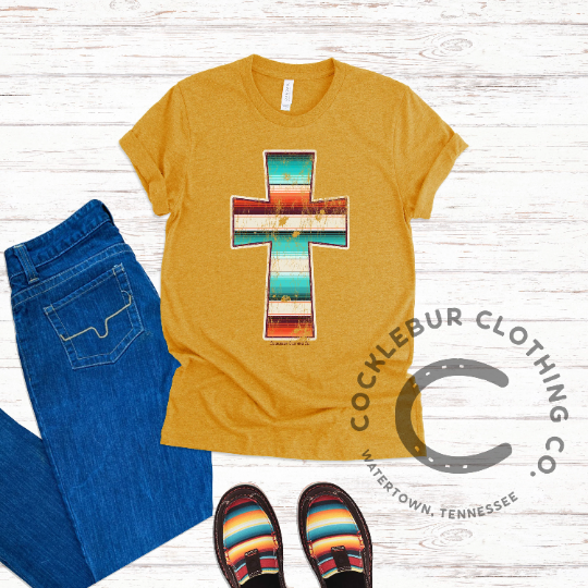 Distressed Serape Cross tee