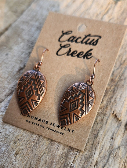 "Mia" Antiqued Copper Aztec Earrings