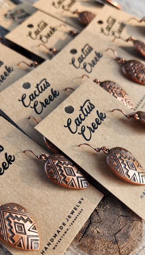 "Mia" Antiqued Copper Aztec Earrings