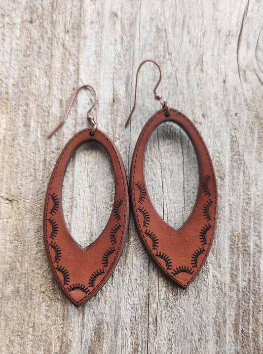 "Bailey" Handmade Tooled Leather Earrings