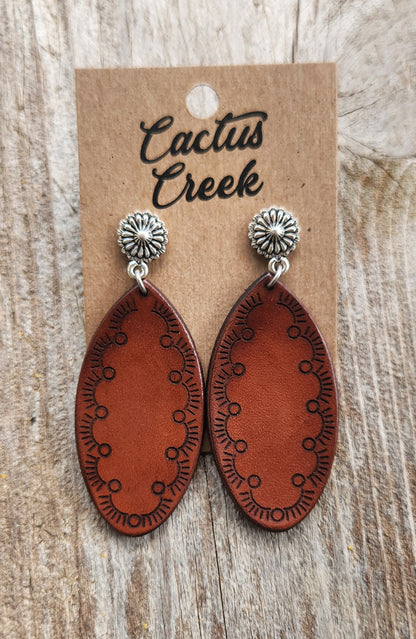 "Jessie" Handmade Tooled Leather Earrings