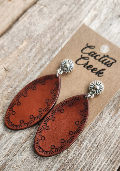 "Jessie" Handmade Tooled Leather Earrings