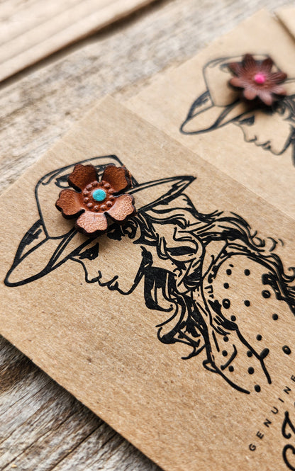 Genuine Leather Flower Hat Pins