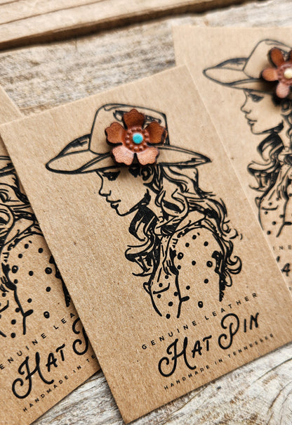 Genuine Leather Flower Hat Pins