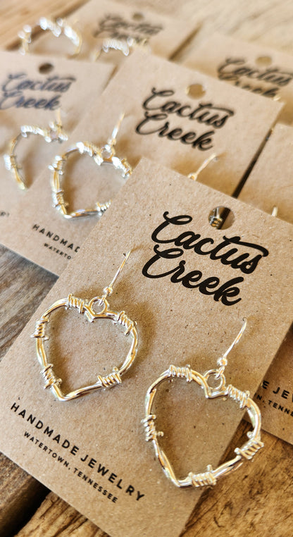 Barbed Wire Heart Earrings