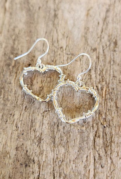 Barbed Wire Heart Earrings