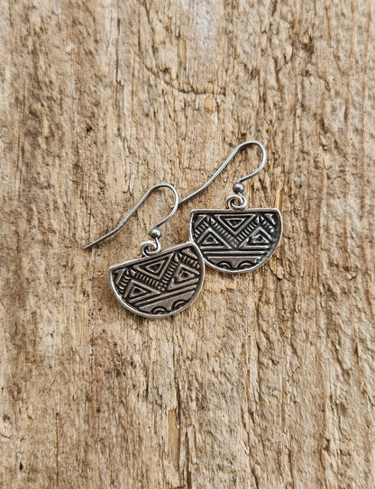 "Hopi" Antiqued Silvertone Earrings