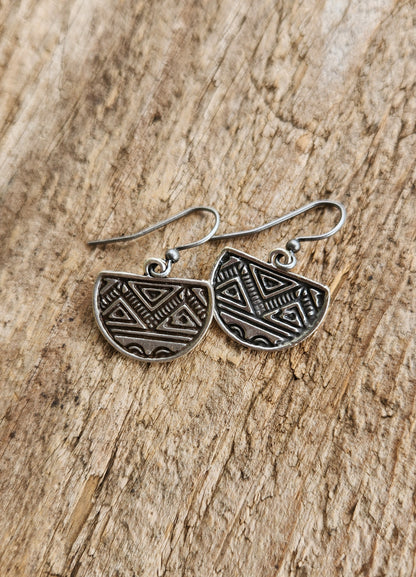 "Hopi" Antiqued Silvertone Earrings