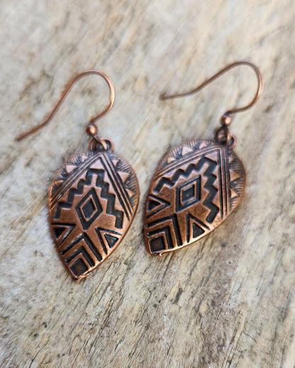 "Mia" Antiqued Copper Aztec Earrings