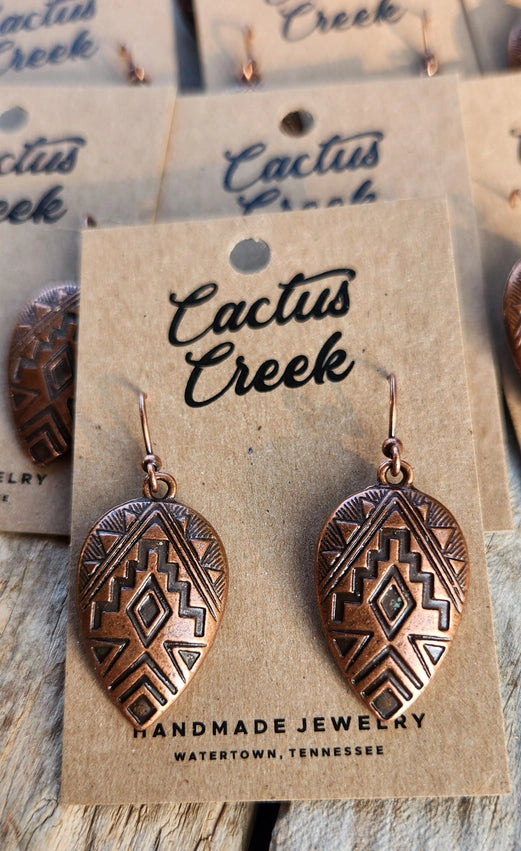 "Mia" Antiqued Copper Aztec Earrings