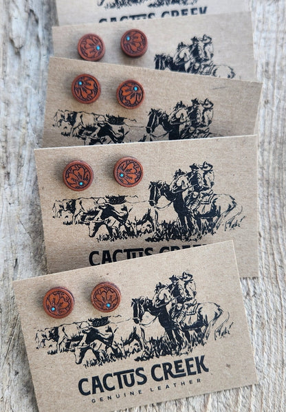 "Mini Millie" Handmade Genuine Leather Stud Earrings