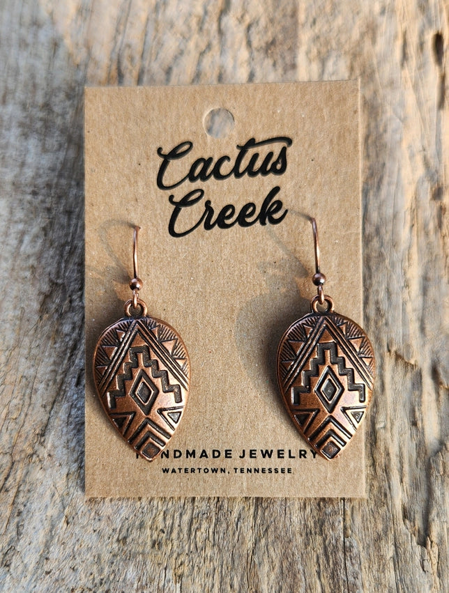 "Mia" Antiqued Copper Aztec Earrings