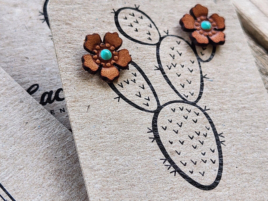 Western Rose Genuine Leather Earrings