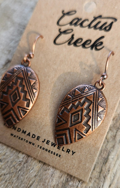 "Mia" Antiqued Copper Aztec Earrings